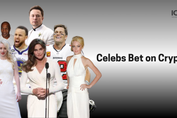"Image featuring celebrities like Elon Musk, Tom Brady, Caitlyn Jenner, Iggy Azalea, Steph Curry, and others endorsing cryptocurrency, highlighting the trend of celebrity ICOs."