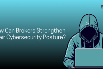 "Illustration of a person in a hoodie working on a laptop with the text 'How Can Brokers Strengthen Their Cybersecurity Posture?' and the Ionixx Technologies logo in the corner."